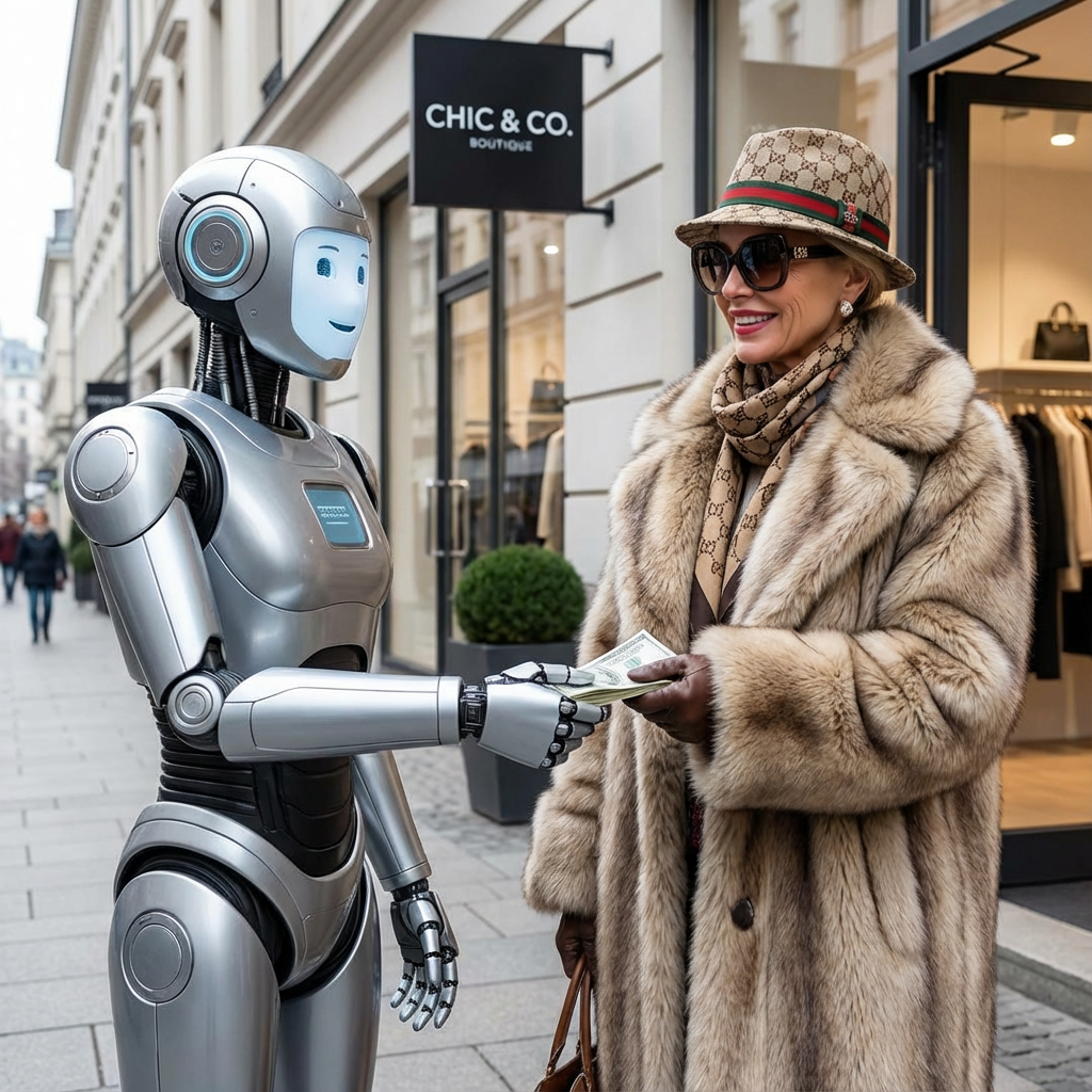 AI Fashion Robot with Luxury Shopper